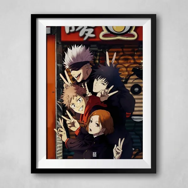 Multicolor_Acrylic_Gojo_And_Team_Jiu_Jitsu_Kaizen_Poster_For_Home_Decor