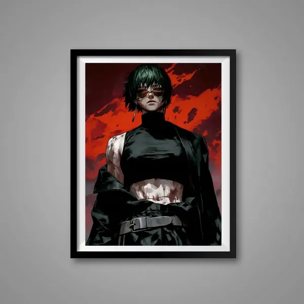 Multicolor_Acrylic_Maki_Zenin_Badass_Jiu_Jitsu_Kaizen_Poster_For_Home_Decor