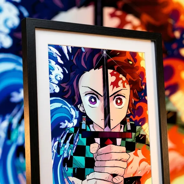 Multicolor_Acrylic_Tanjiro_Fire_And_Water_Breathing_Demon_Slayer_Poster_For_Home_Decor