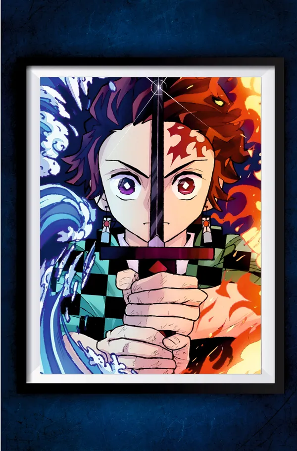 Multicolor_Acrylic_Tanjiro_Fire_And_Water_Breathing_Demon_Slayer_Poster_For_Home_Decor