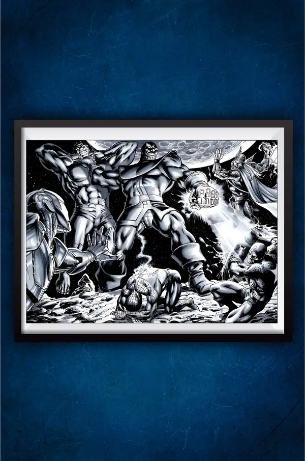 Multicolor_Acrylic_Thanos_Vs_Avengers_And_White_Marvel_Poster_For_Home_Decor