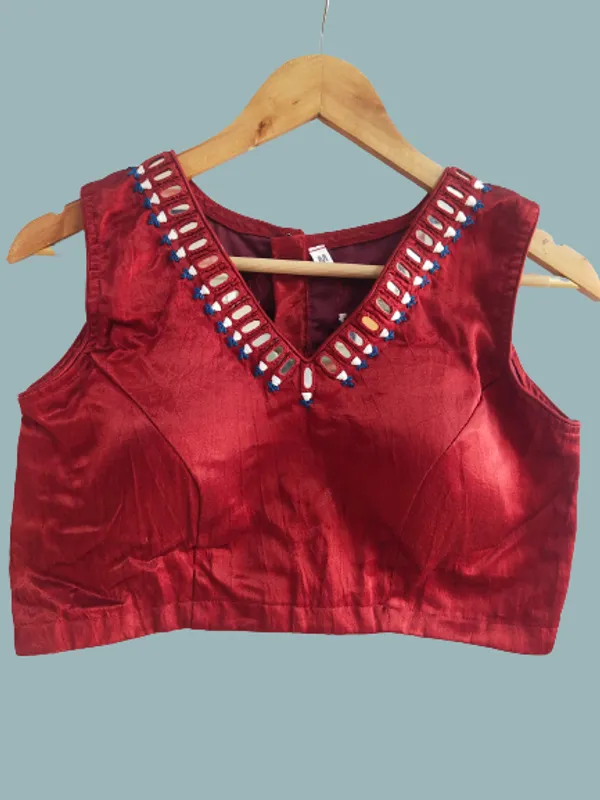Maroon_mahroo_silk_Premium_Blouse_For_Women