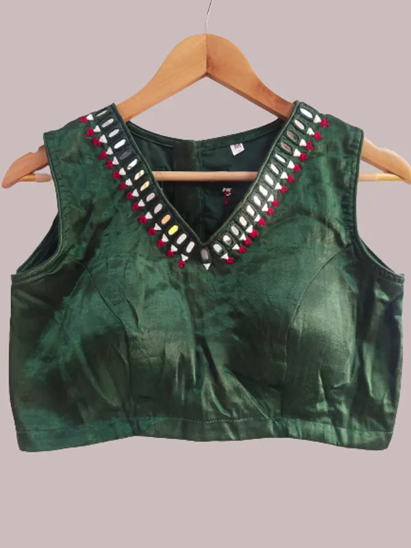 Green_Mashroo_silk_Premium_Blouse_For_Women