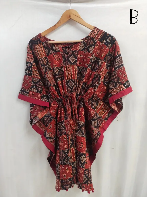 Maroon_And_Black_Cotton_Premium_Kaftan_For_Women