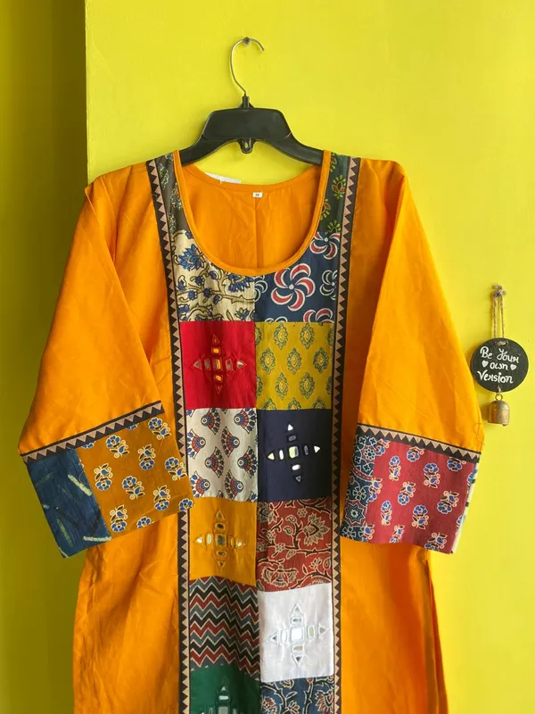 Yellow_Cotton_Premium_Kurti_For_Women