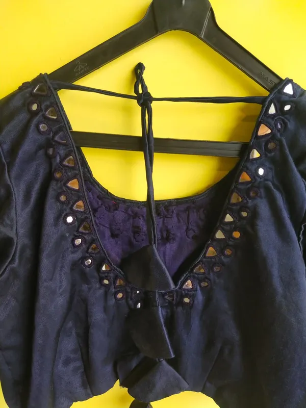 Navy_Blue_Mashroo_silk_Premium_Blouse_For_Women