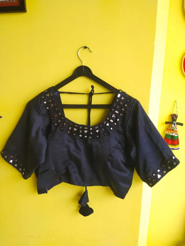 Navy_Blue_Mashroo_silk_Premium_Blouse_For_Women