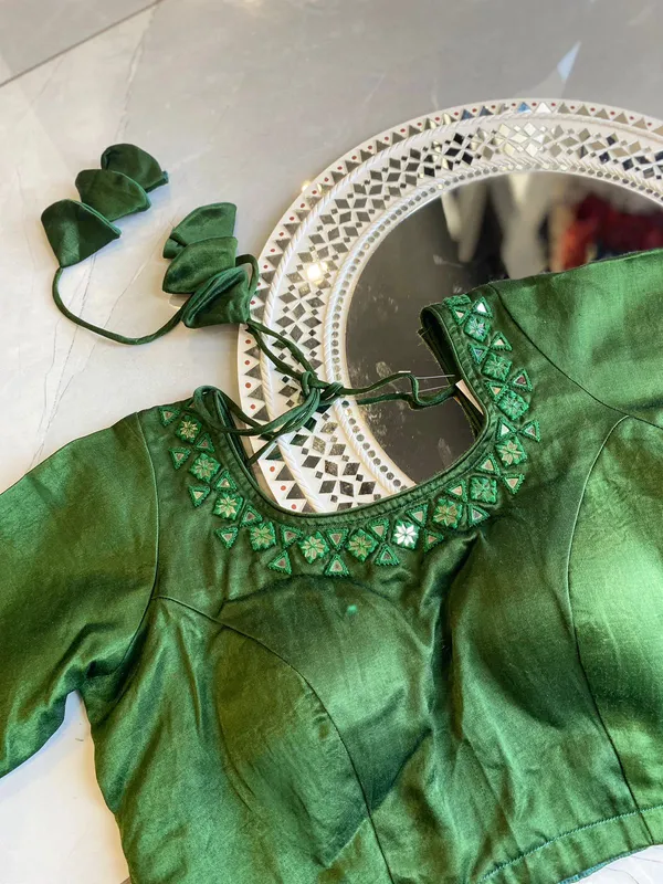 Green_Mashroo_silk_Premium_Blouse_For_Women