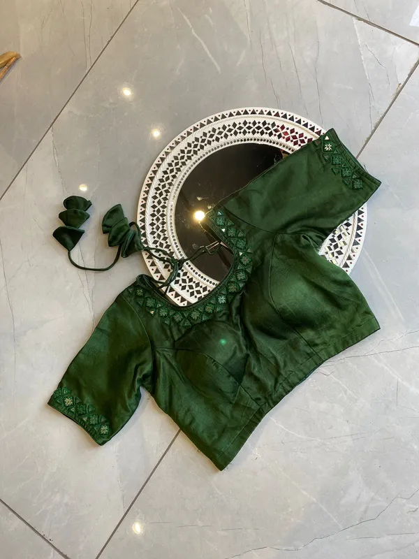 Green_Mashroo_silk_Premium_Blouse_For_Women
