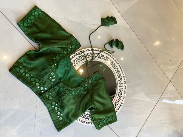Green_Mashroo_silk_Premium_Blouse_For_Women