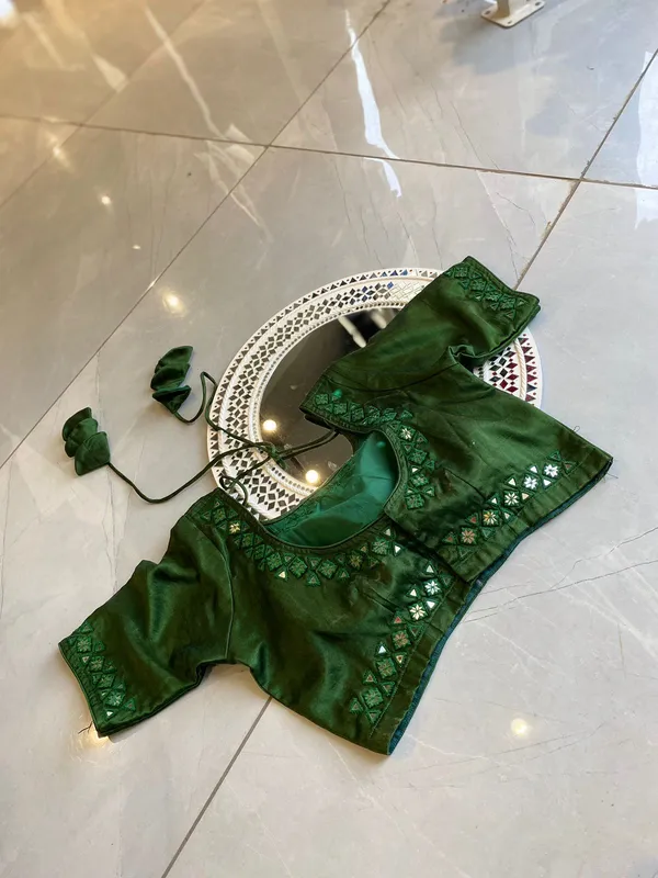 Green_Mashroo_silk_Premium_Blouse_For_Women