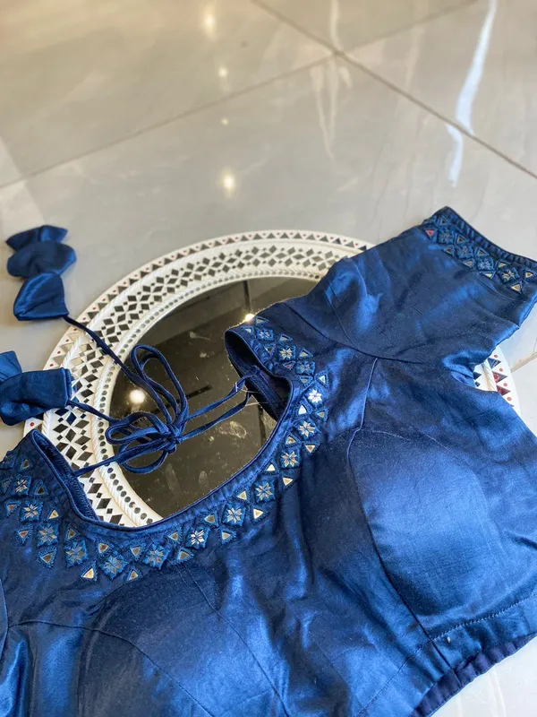 Blue_Mashroo_silk_Premium_Blouse_For_Women