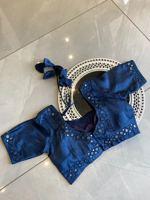 Blue_Mashroo_silk_Premium_Blouse_For_Women