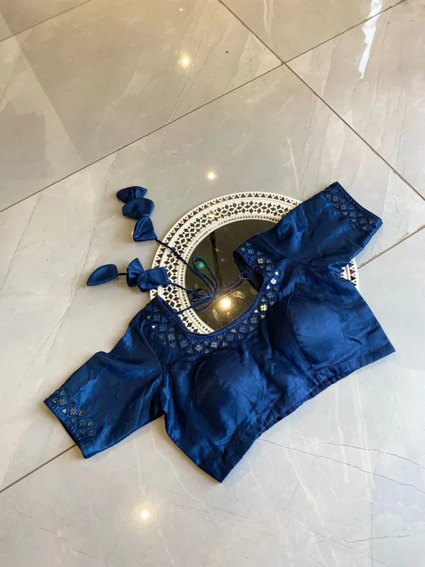 Blue_Mashroo_silk_Premium_Blouse_For_Women