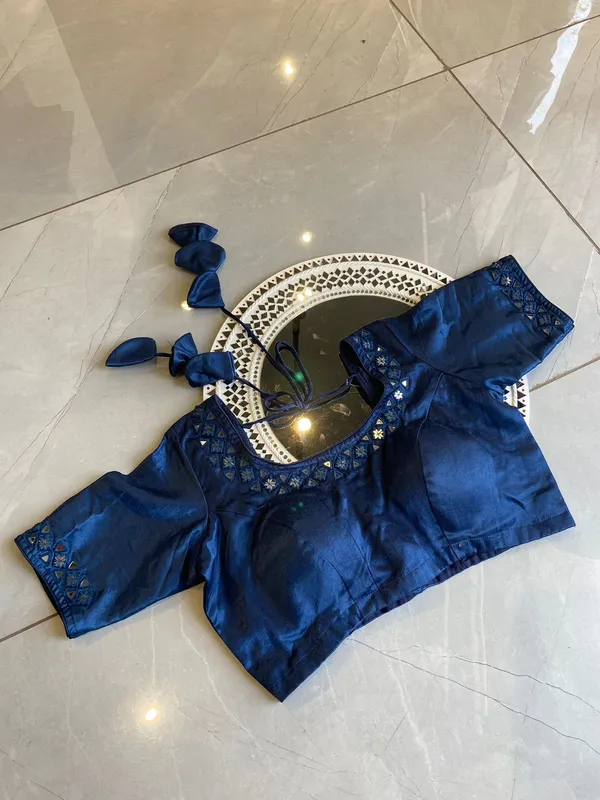 Blue_Mashroo_silk_Premium_Blouse_For_Women