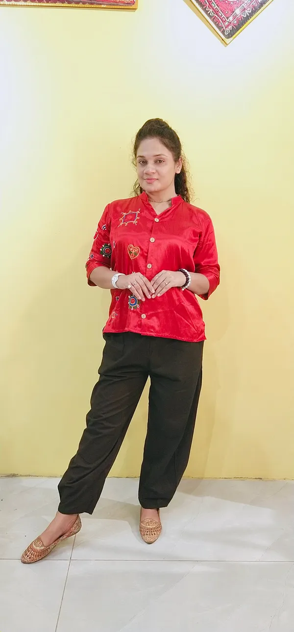 Red_Mashroo_silk_Premium_Shirt_For_Women