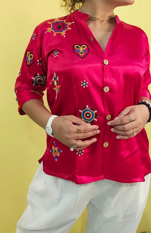 Pink_Mashroo_silk_Premium_Shirt_For_Women