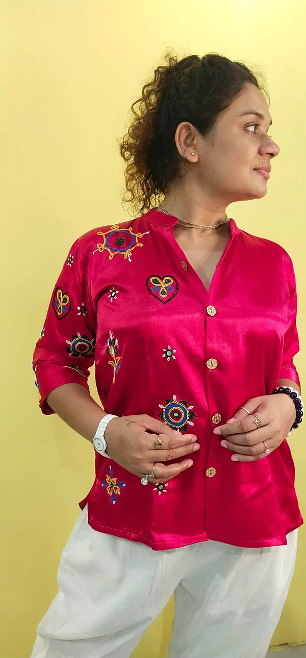 Pink_Mashroo_silk_Premium_Shirt_For_Women