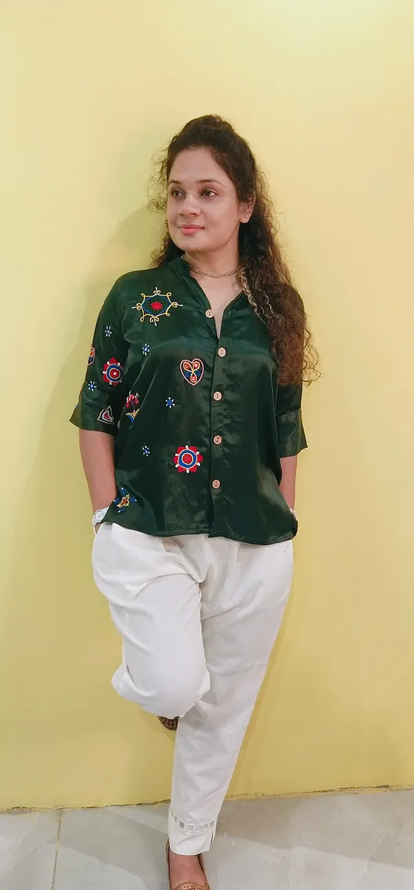 Green_Mashroo_silk_Premium_Shirt_For_Women