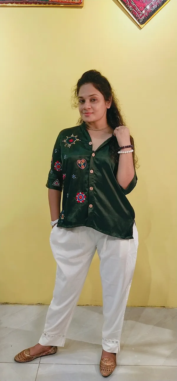 Green_Mashroo_silk_Premium_Shirt_For_Women