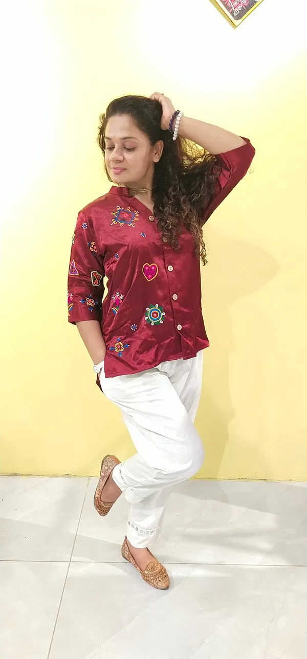 Maroon_Cotton_Premium_Shirt_For_Women