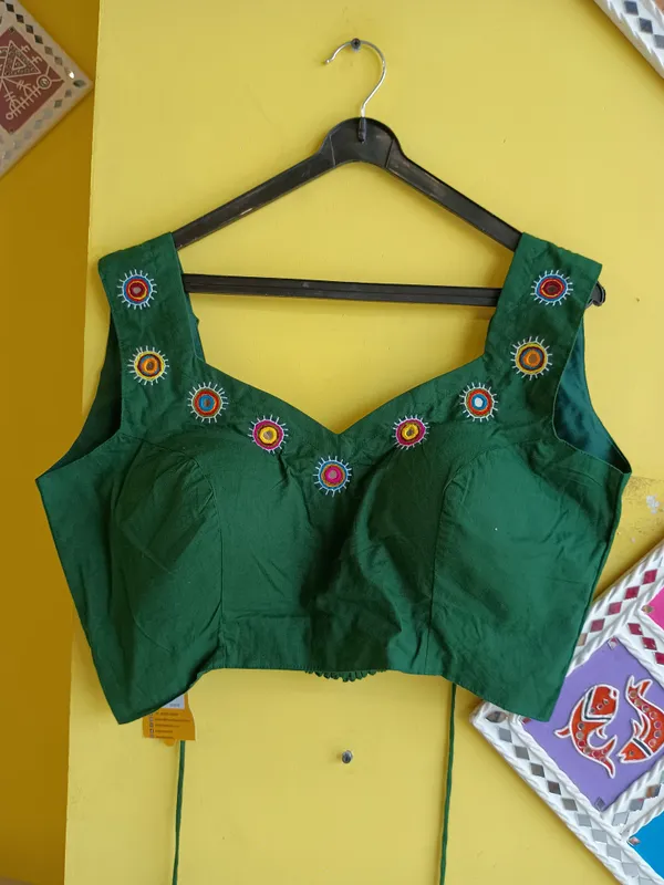 Green_Cotton_Premium_Blouse_For_Women