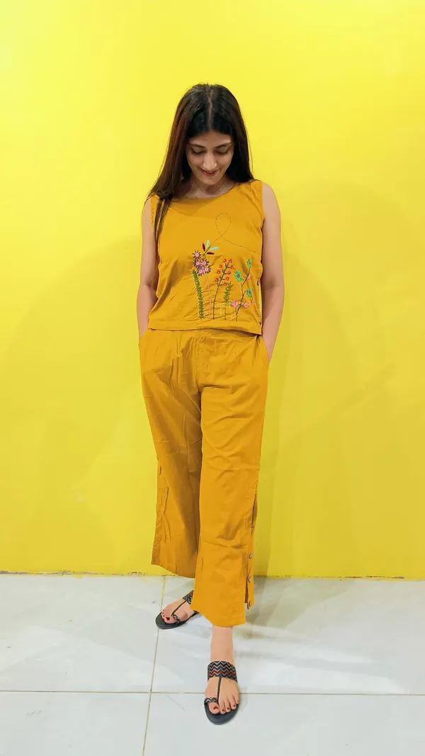 Yellow_Cotton_Premium_Co_Ord_Set_For_Women