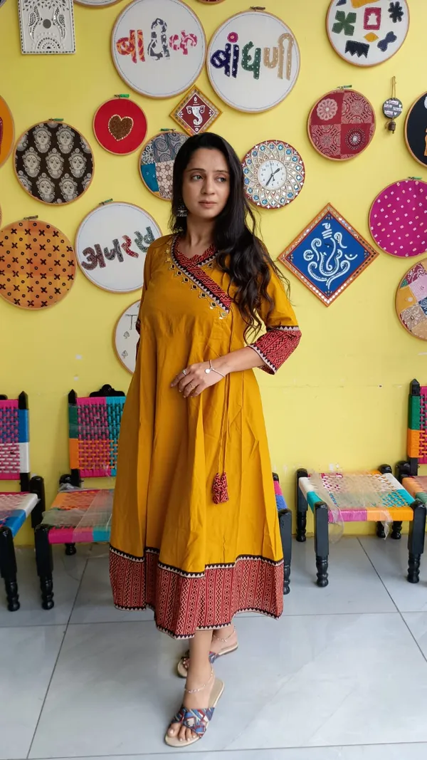 Yellow_Cotton_Premium_Kurti_For_Women