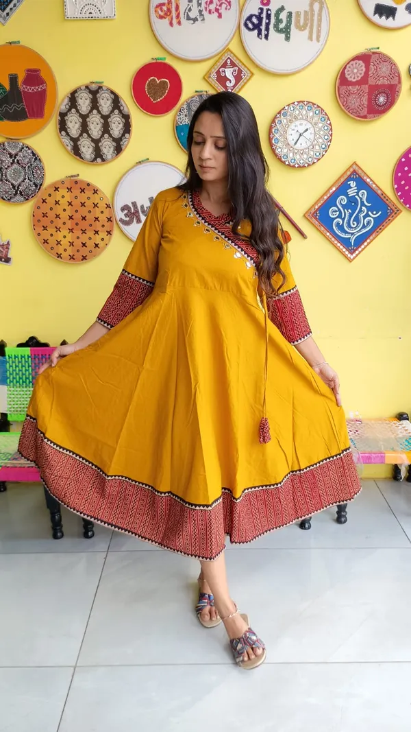Yellow_Cotton_Premium_Kurti_For_Women