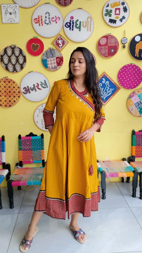 Yellow_Cotton_Premium_Kurti_For_Women