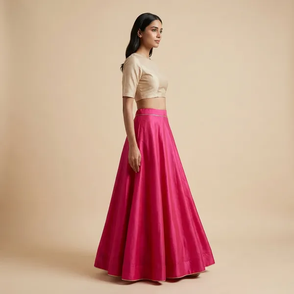 Pink_Mashroo_silk_Premium_Skirt_For_Women