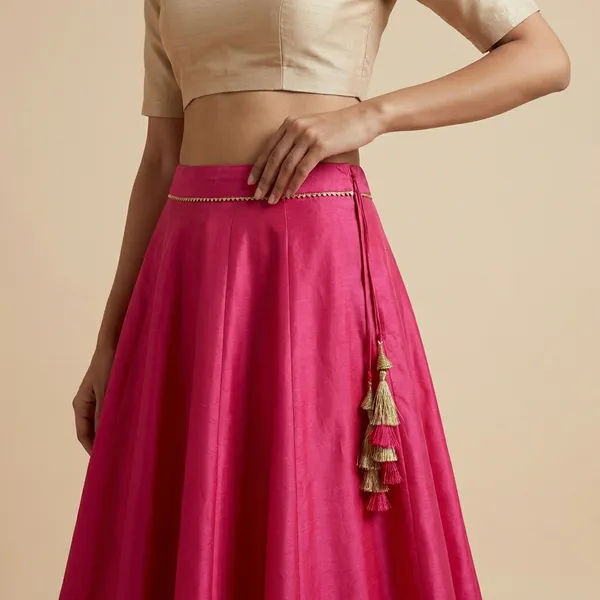 Pink_Mashroo_silk_Premium_Skirt_For_Women