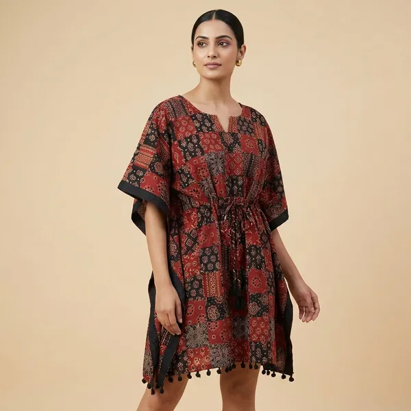 Red_Cotton_Premium_Kaftan_For_Women