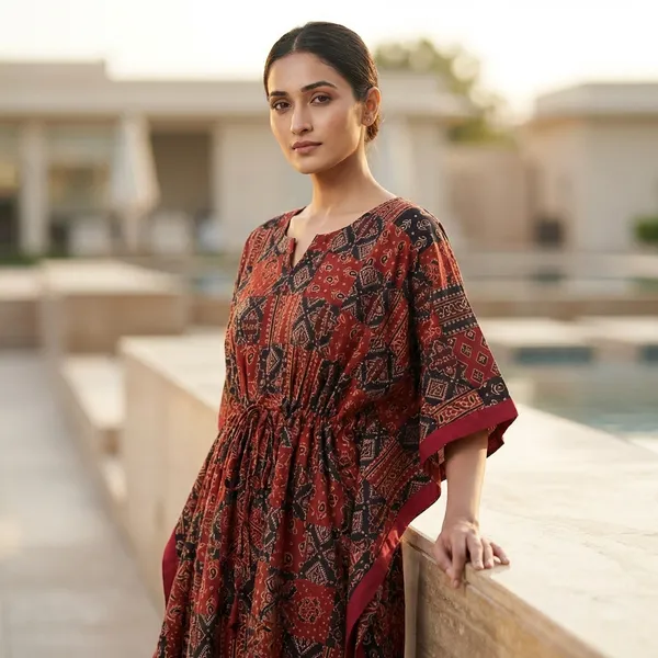 Maroon_And_Black_Cotton_Premium_Kaftan_For_Women