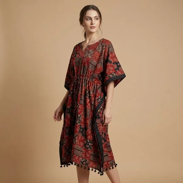 Red_Cotton_Premium_Kaftan_For_Women