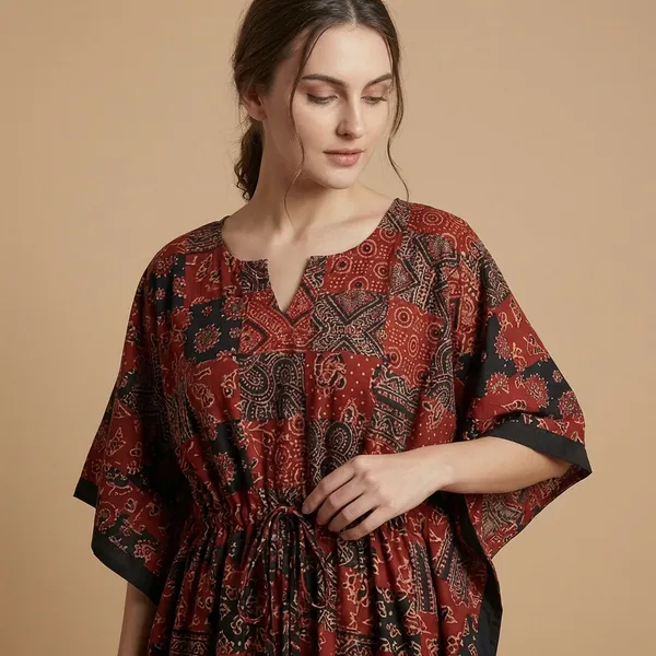 Red_Cotton_Premium_Kaftan_For_Women