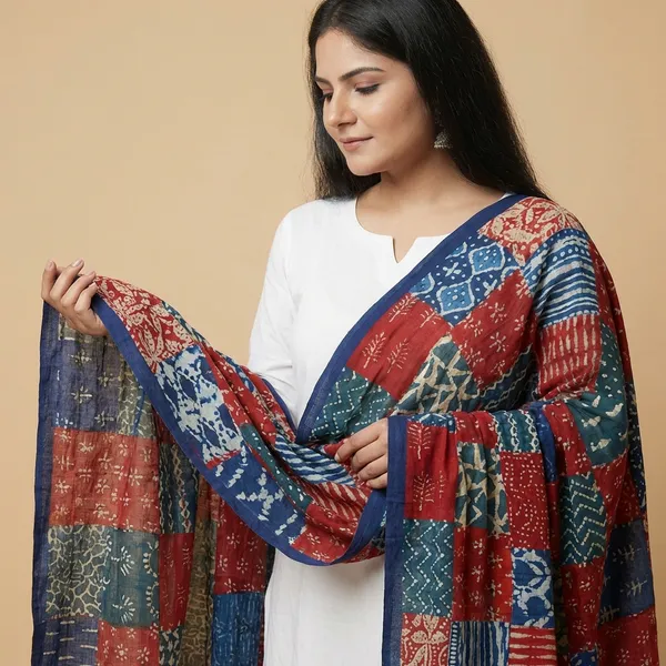 Red_And_Blue_Cotton_Premium_Dupatta_For_Women
