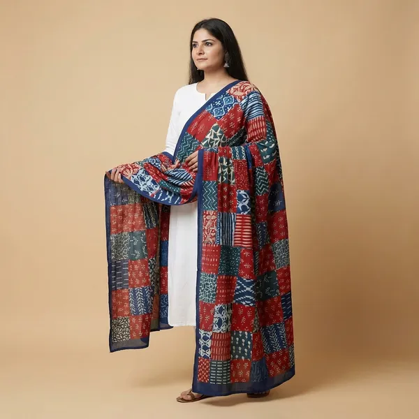 Red_And_Blue_Cotton_Premium_Dupatta_For_Women