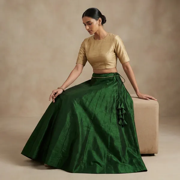 Green_Mashroo_silk_Premium_Skirt_For_Women