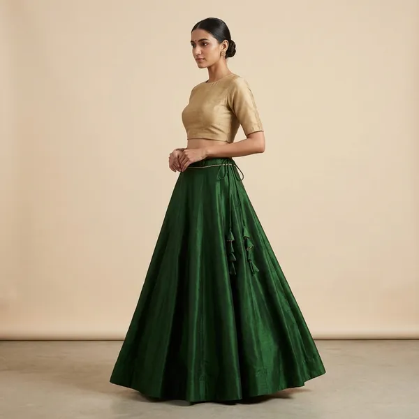 Green_Mashroo_silk_Premium_Skirt_For_Women