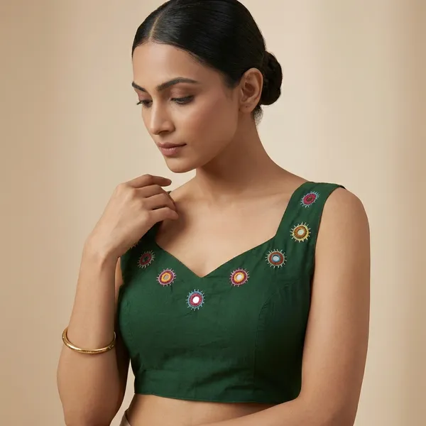Green_Cotton_Premium_Blouse_For_Women