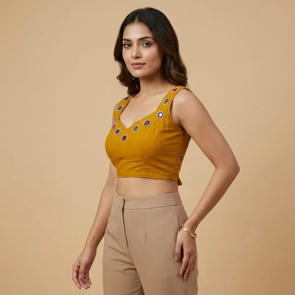 Mustard_Cotton_Premium_Blouse_For_Women