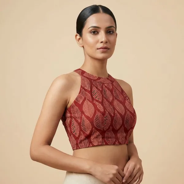 Maroon_Cotton_Premium_Blouse_For_Women