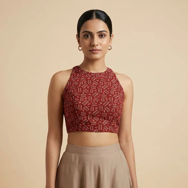 Maroon_Cotton_Premium_Blouse_For_Women
