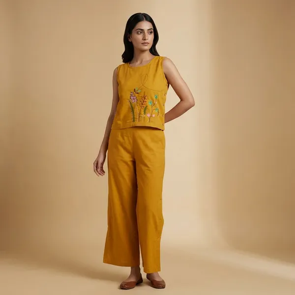 Yellow_Cotton_Premium_Co_Ord_Set_For_Women