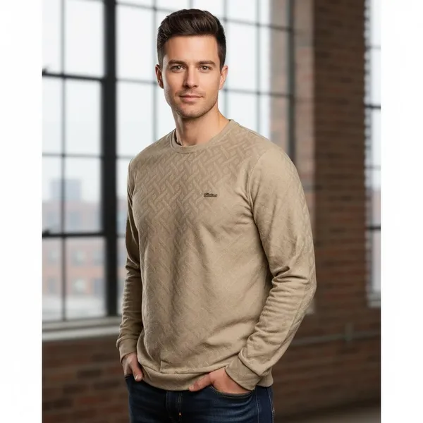 Brown_Cotton_Jacquard_Sweatshirt_For_Men