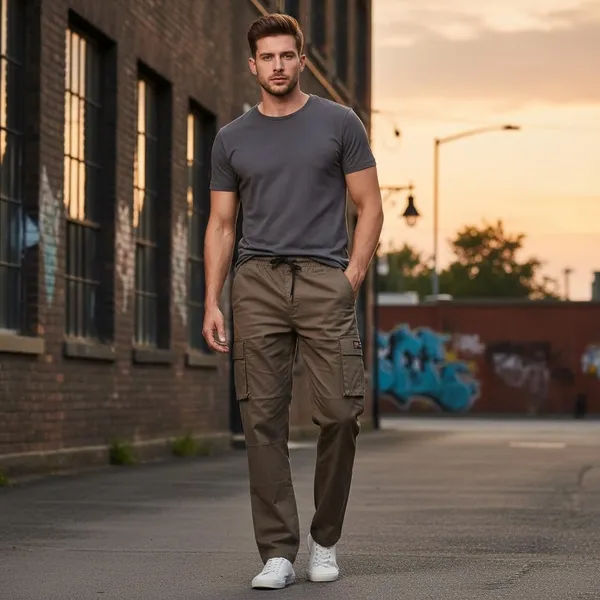 Olive_Green_Imp_Cotton_Twill_Cargo_Pants_For_Men