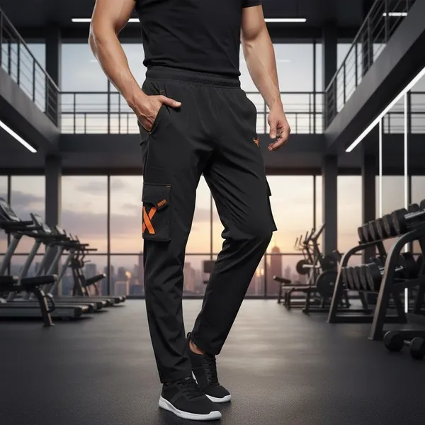 Black_And_Orange_Imp_Ns_Lycra_Cargo_Joggers_For_Men