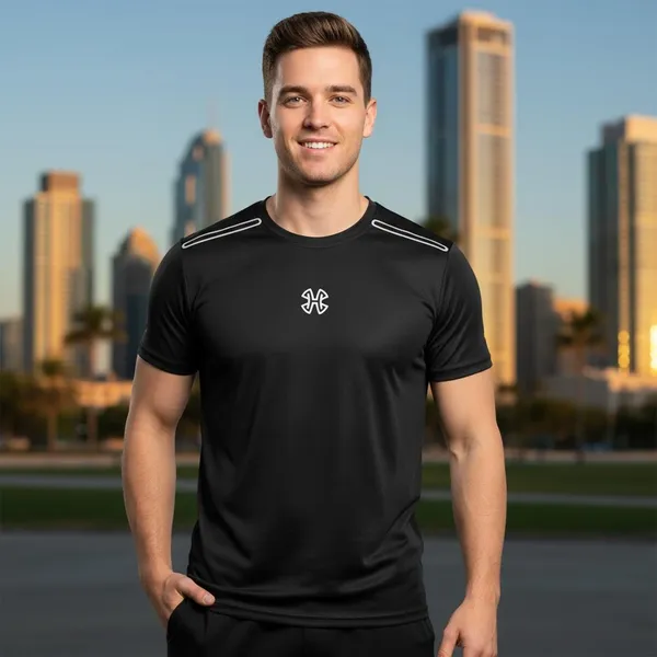 Black_Imp_Dot_Knit_Lycra_Sports_T-Shirt_For_Men