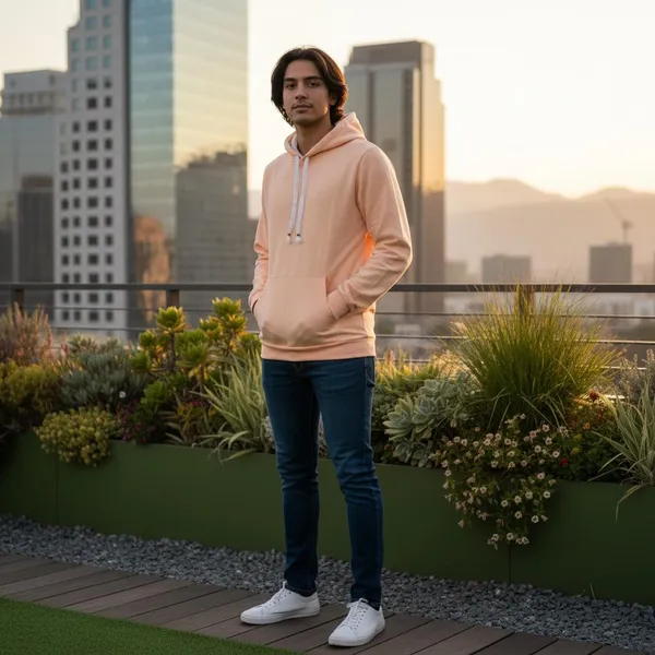 Peach_Imp_Cord_Knit_Pullover_Hoodie_For_Men